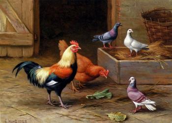 埃德加 亨特 Chickens Pigeons And A Dove